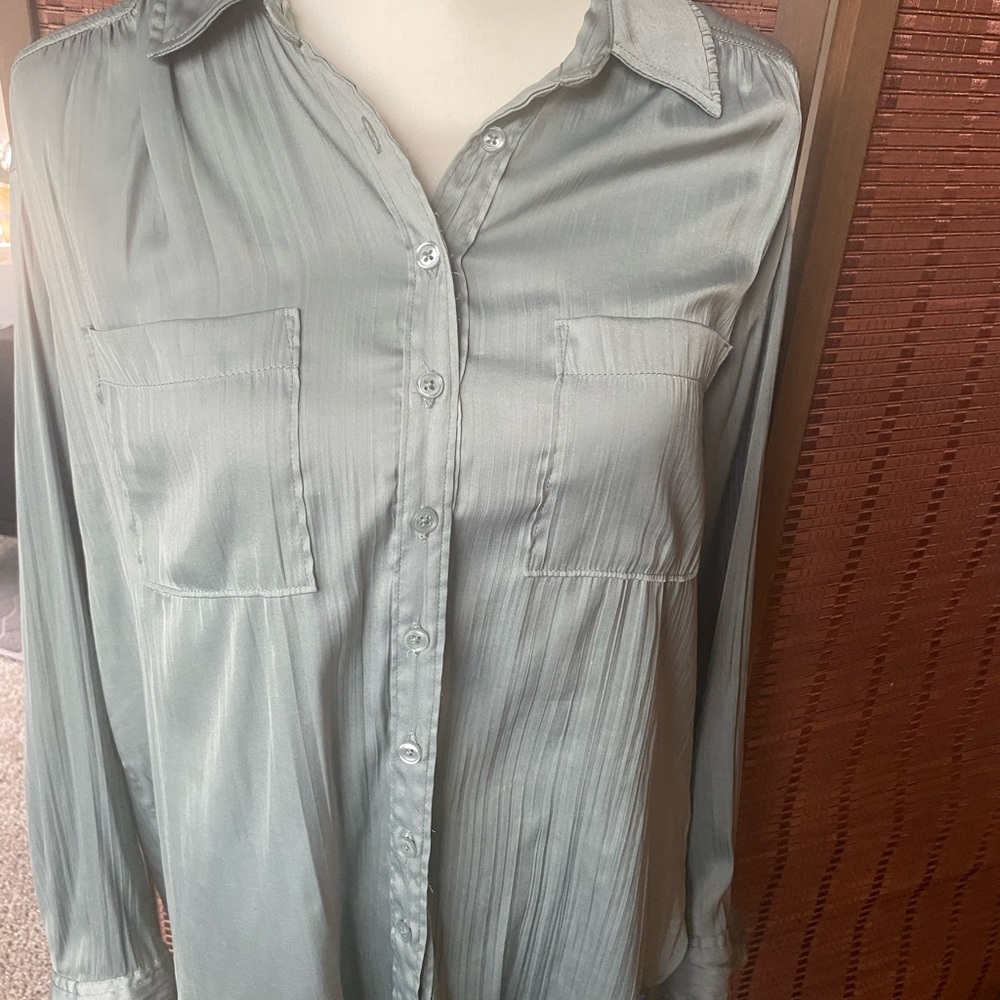 Anthropologie Light Green Button-Up Shirt